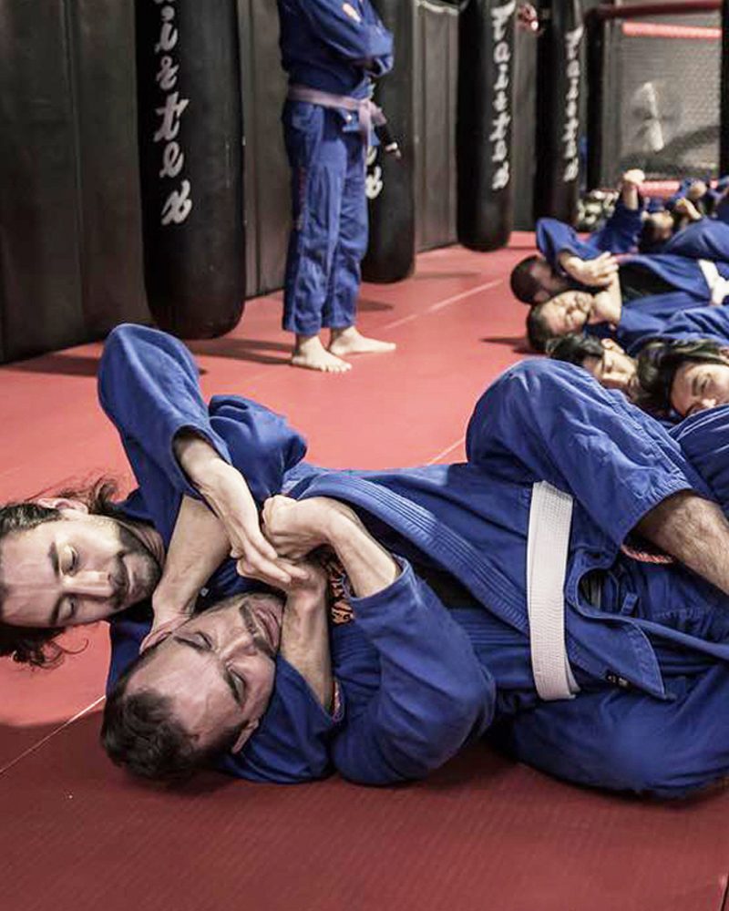 Brazilian Jiu Jitsu students training in blue gis at Chau Kaizen in Prospect, Adelaide