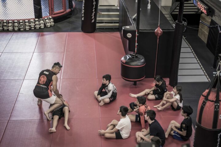 Suasday Chau coaching a kids martial arts class at Chau Kaizen in Prospect, Adelaide