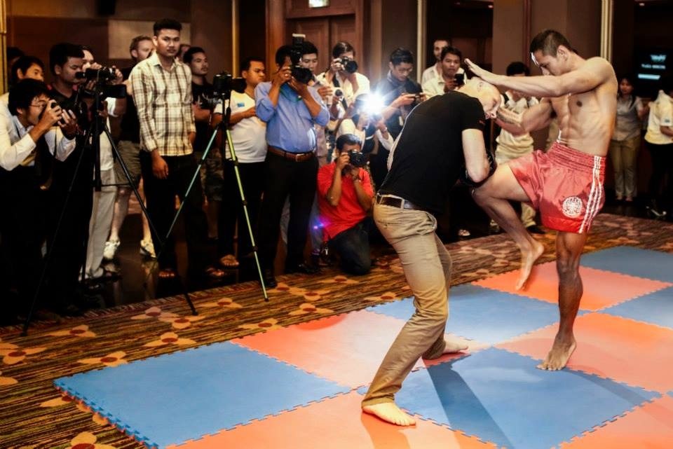 Suasday Chau at the ONE Championship open workout in Phnom Penh, Cambodia